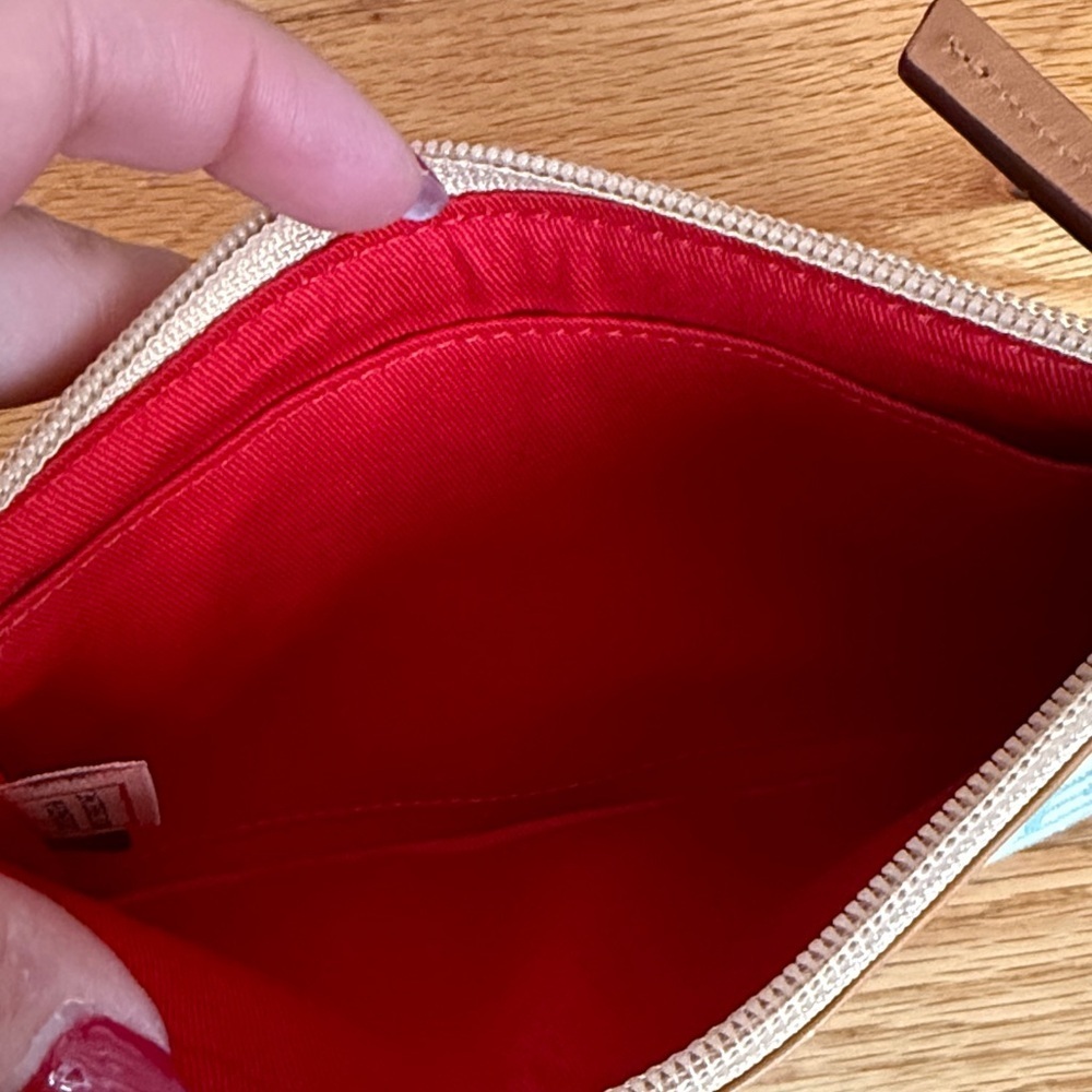 Dooney & Bourke Aqua and Tan Logo Wristlet - Picture 3 of 3